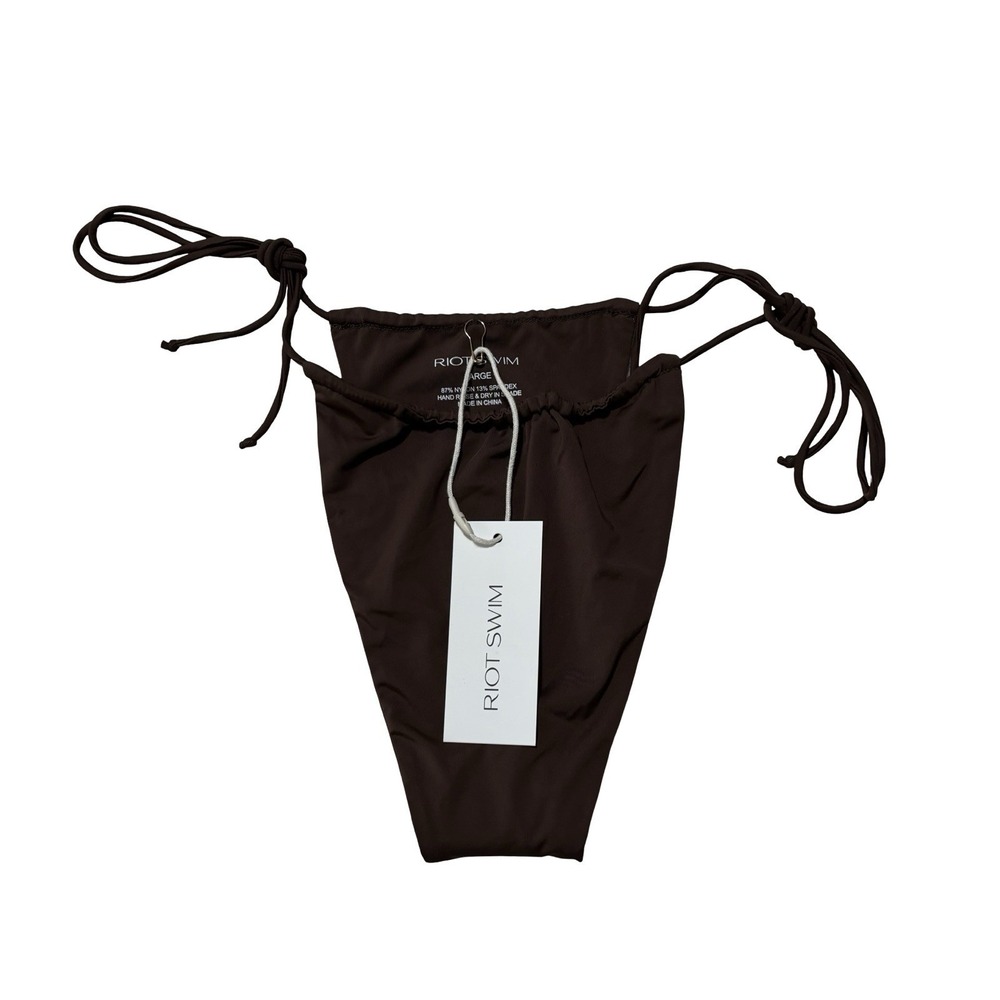 NWT Riot Swim Bixi Bikini Bottom Chocolate Brown Side Tie Size Small